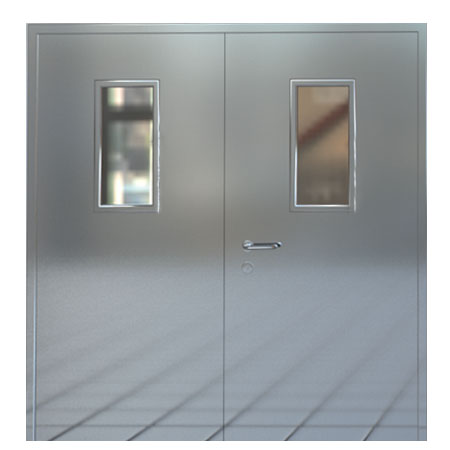 Double-leaf stainless steel door